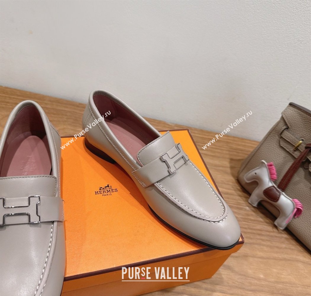 Hermes Paris Loafers in Calfskin Leather with H Grey 2025 H082005 (XC-250820034)