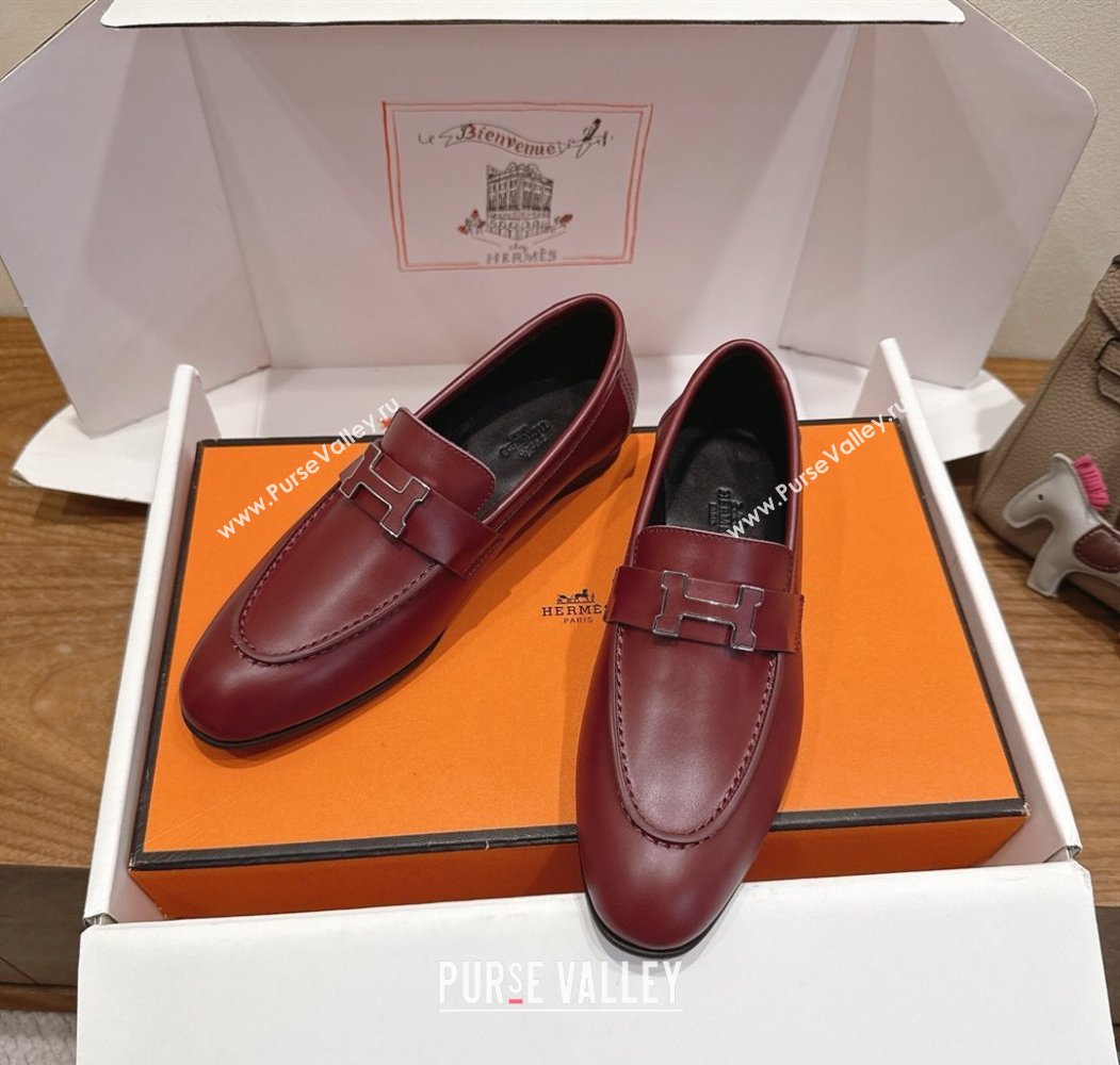 Hermes Paris Loafers in Calfskin Leather with H Red 2025 H082005 (XC-250820035)