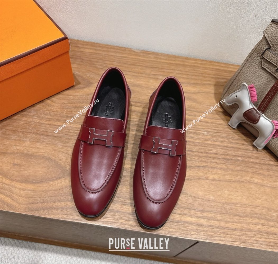 Hermes Paris Loafers in Calfskin Leather with H Red 2025 H082005 (XC-250820035)