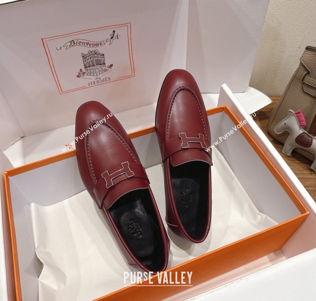 Hermes Paris Loafers in Calfskin Leather with H Red 2025 H082005 (XC-250820035)