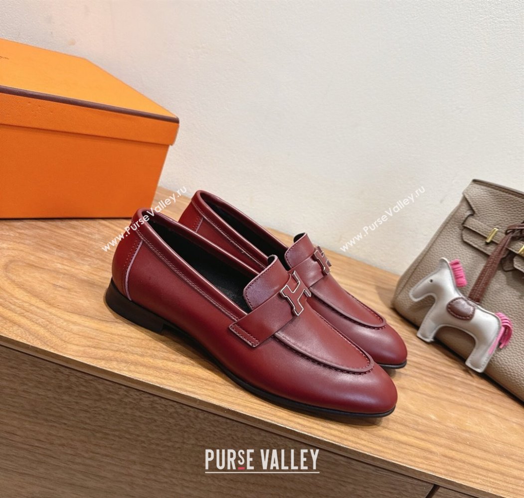 Hermes Paris Loafers in Calfskin Leather with H Red 2025 H082005 (XC-250820035)