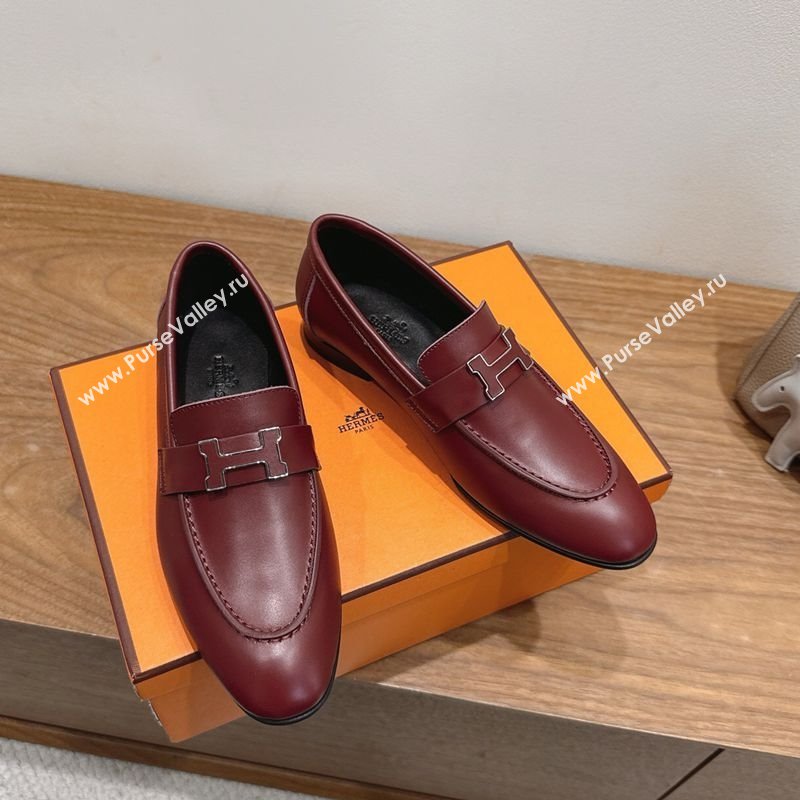 Hermes Paris Loafers in Calfskin Leather with H Red 2025 H082005 (XC-250820035)