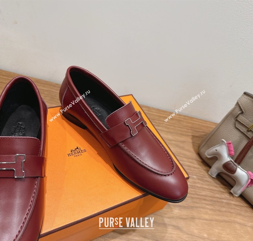 Hermes Paris Loafers in Calfskin Leather with H Red 2025 H082005 (XC-250820035)