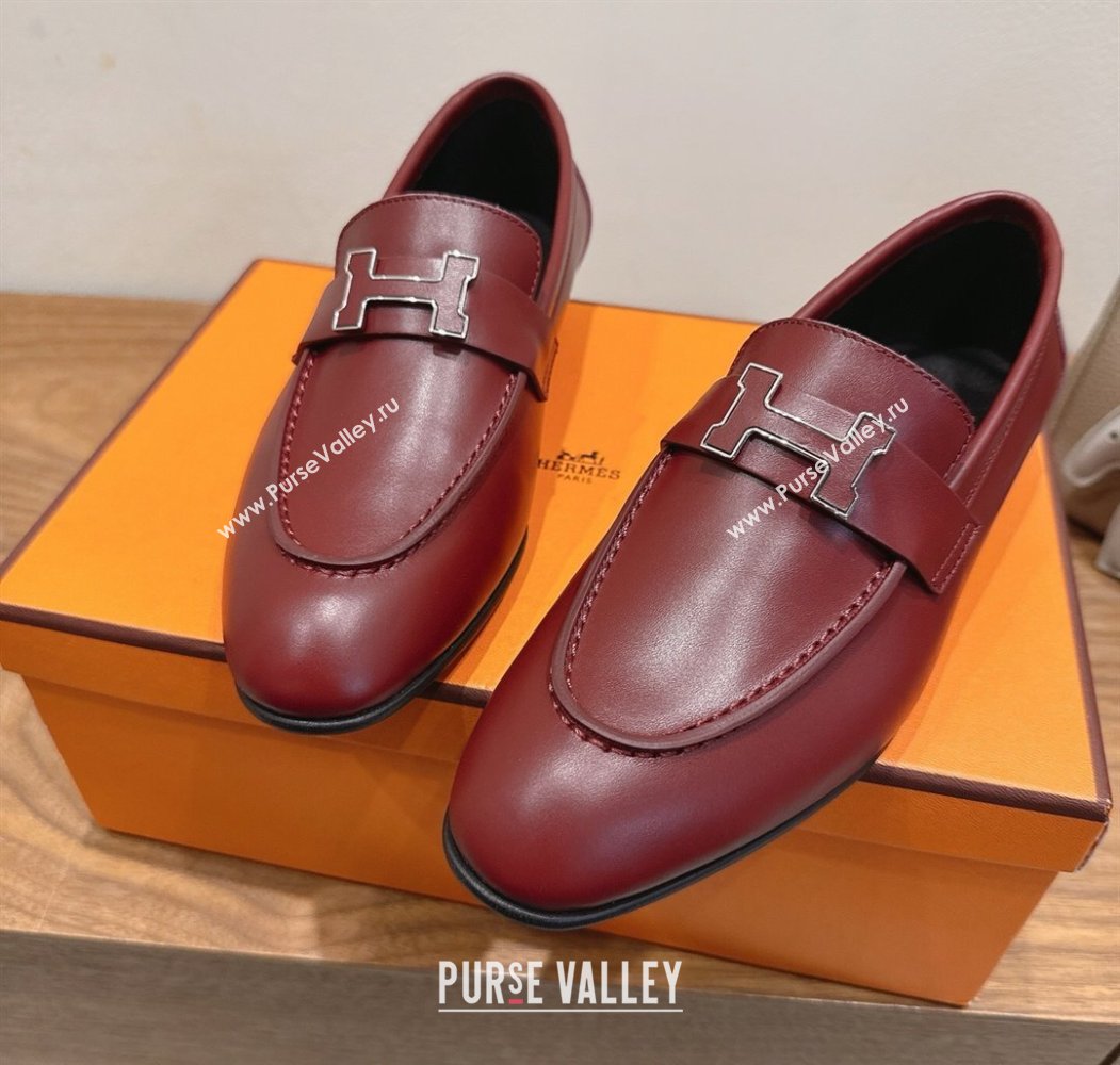 Hermes Paris Loafers in Calfskin Leather with H Red 2025 H082005 (XC-250820035)