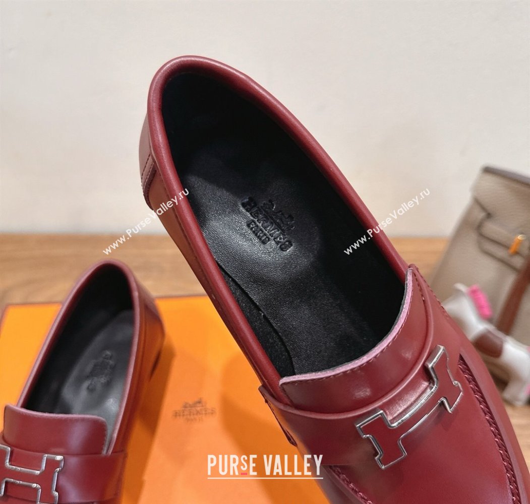 Hermes Paris Loafers in Calfskin Leather with H Red 2025 H082005 (XC-250820035)