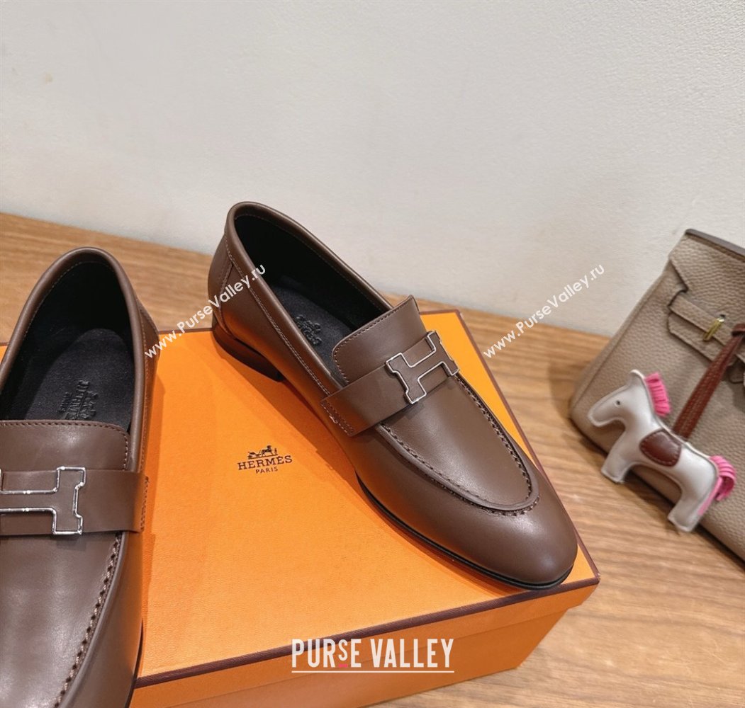 Hermes Paris Loafers in Calfskin Leather with H Taupe 2025 H082005 (XC-250820036)