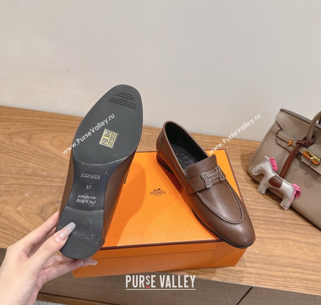 Hermes Paris Loafers in Calfskin Leather with H Taupe 2025 H082005 (XC-250820036)