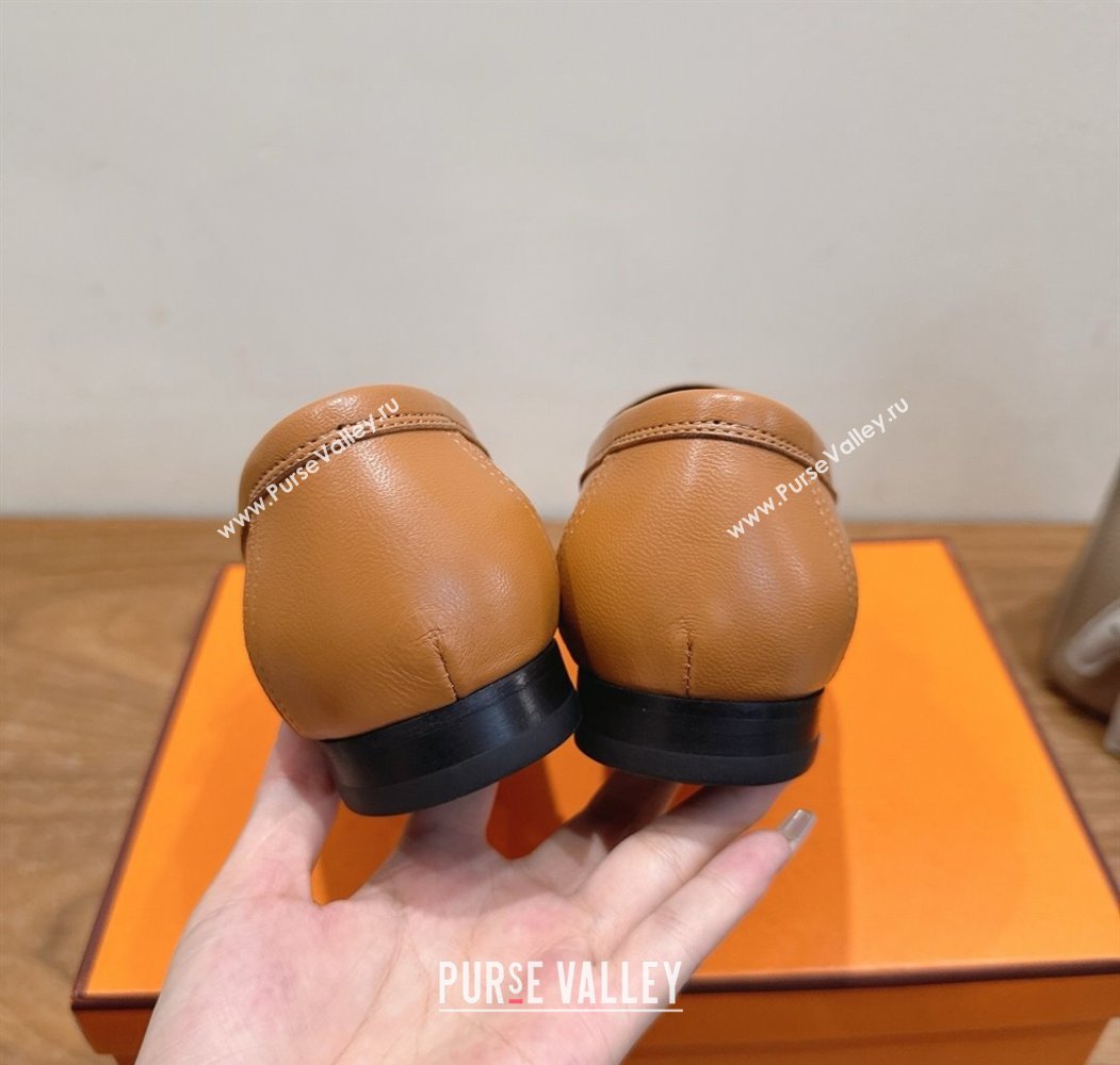 Hermes Paris Loafers in Calfskin Leather with H Brown 2025 H082005 (XC-250820039)