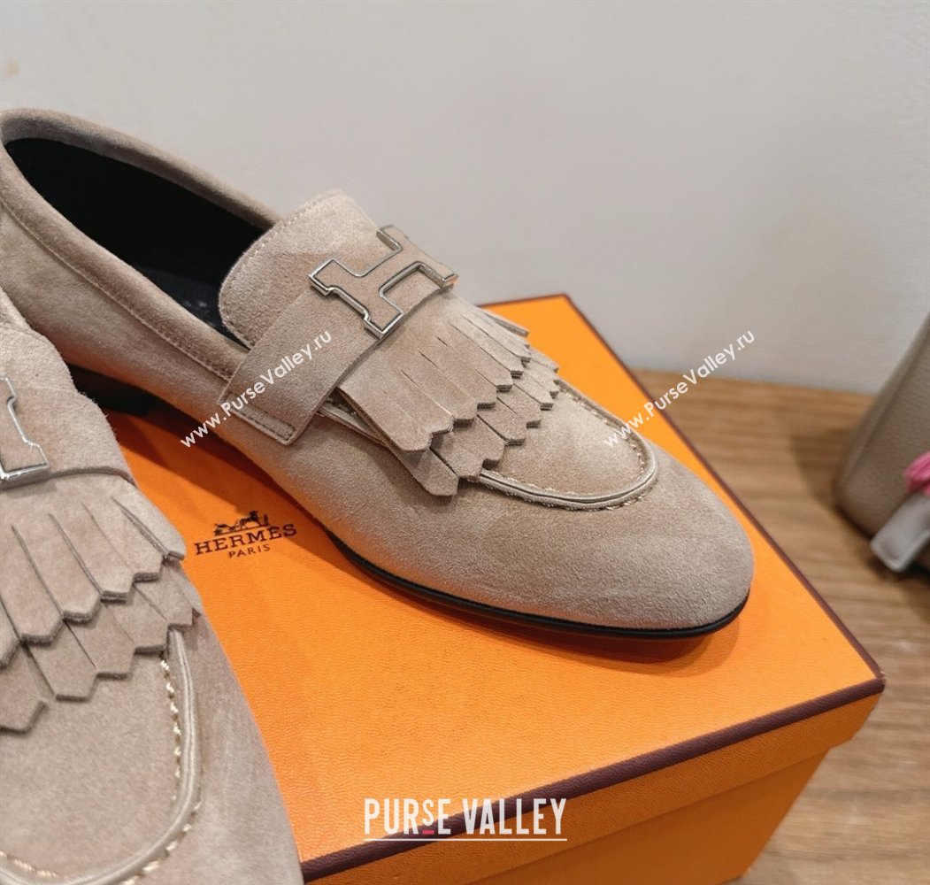 Hermes Royal Loafers in Suede with Fringe Grey 2025 H082006 (XC-250820049)