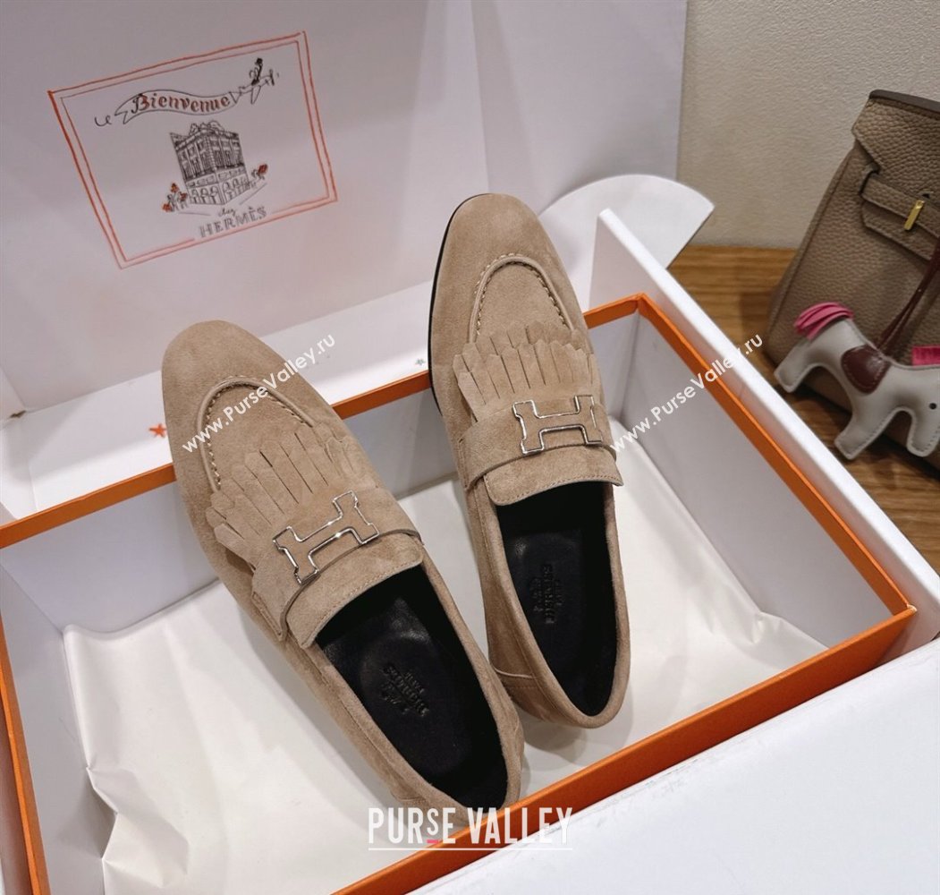 Hermes Royal Loafers in Suede with Fringe Grey 2025 H082006 (XC-250820049)