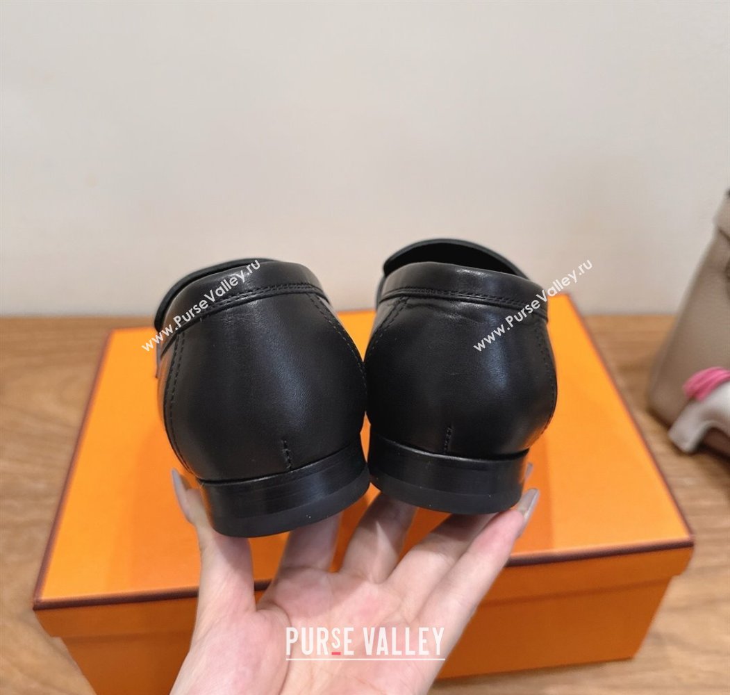 Hermes Royal Loafers in Calfskin Leather with Fringe Black 2025 H082006 (XC-250820053)