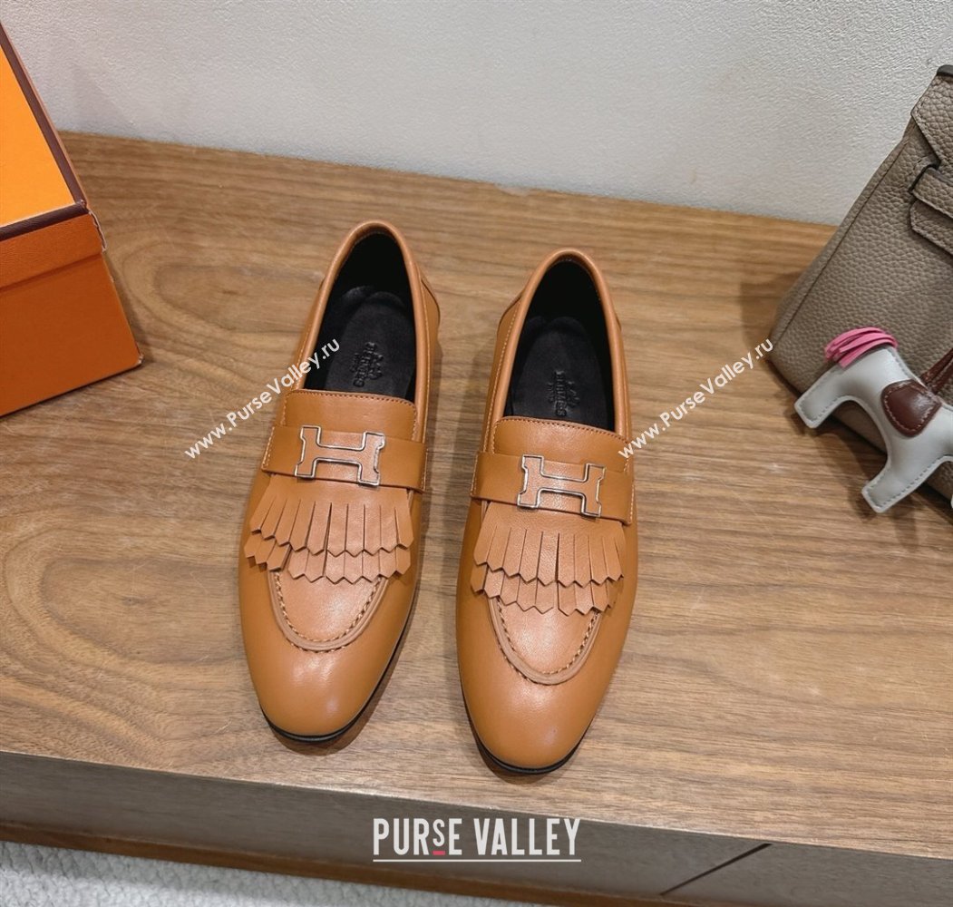 Hermes Royal Loafers in Calfskin Leather with Fringe Brown2 2025 H082006 (XC-250820055)