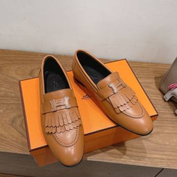 Hermes Royal Loafers in Calfskin Leather with Fringe Brown2 2025 H082006 (XC-250820055)