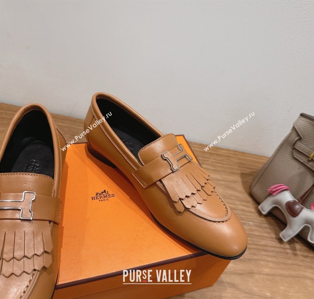 Hermes Royal Loafers in Calfskin Leather with Fringe Brown2 2025 H082006 (XC-250820055)