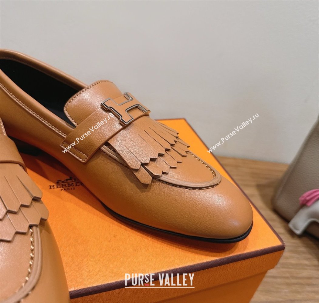 Hermes Royal Loafers in Calfskin Leather with Fringe Brown2 2025 H082006 (XC-250820055)