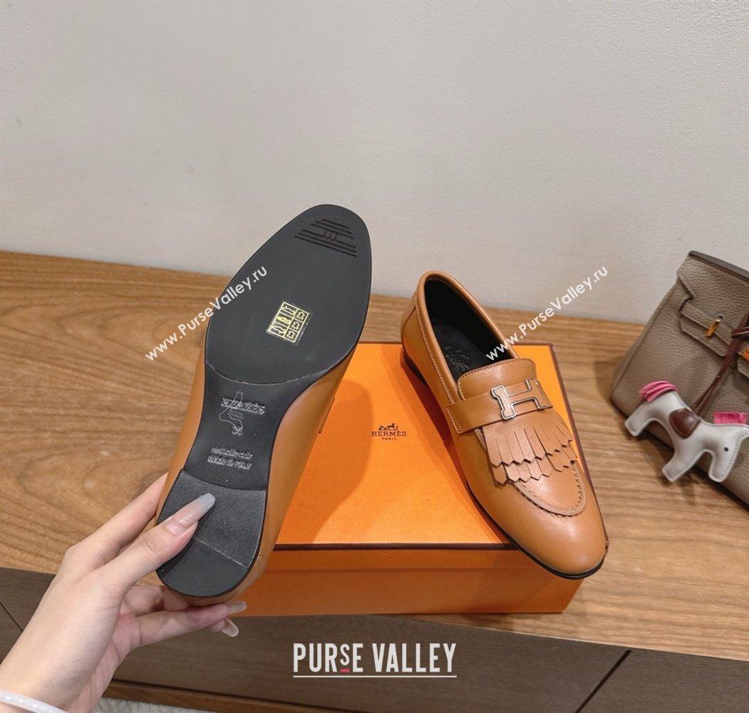 Hermes Royal Loafers in Calfskin Leather with Fringe Brown2 2025 H082006 (XC-250820055)