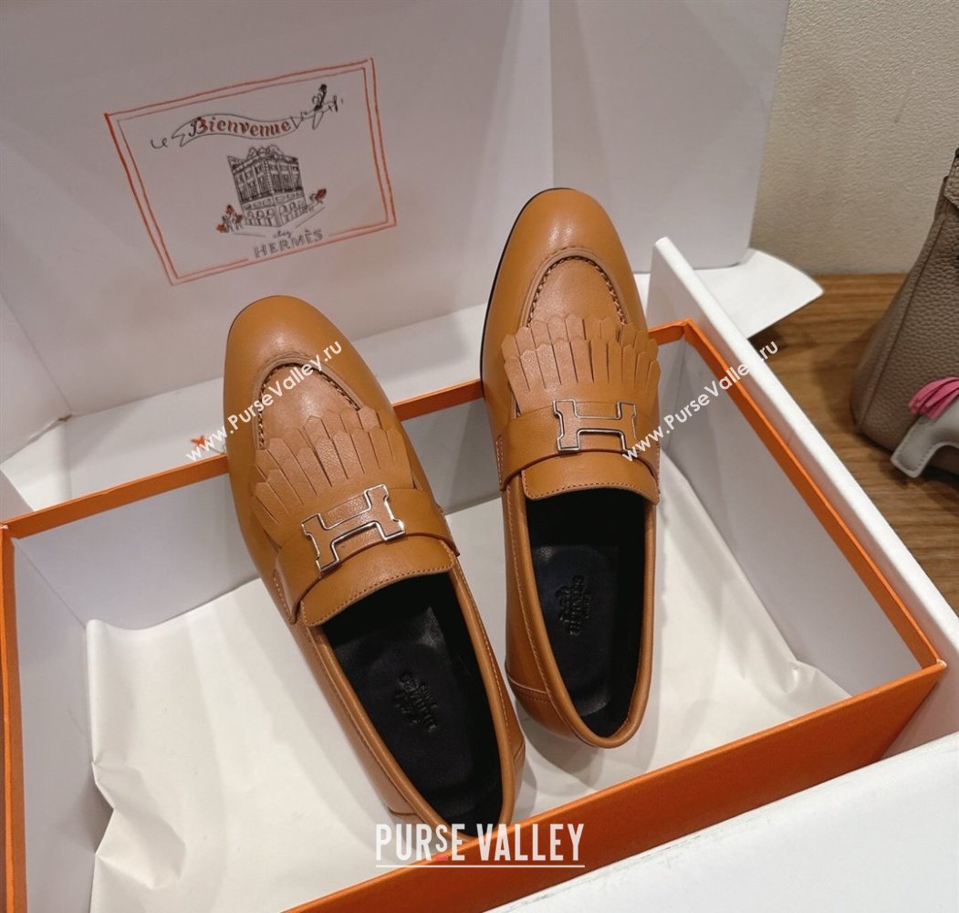 Hermes Royal Loafers in Calfskin Leather with Fringe Brown2 2025 H082006 (XC-250820055)