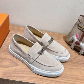 Hermes Game Suede Slip-on Sneakers with Kelly Buckle Grey2 2025 H082007 (XC-250820064)