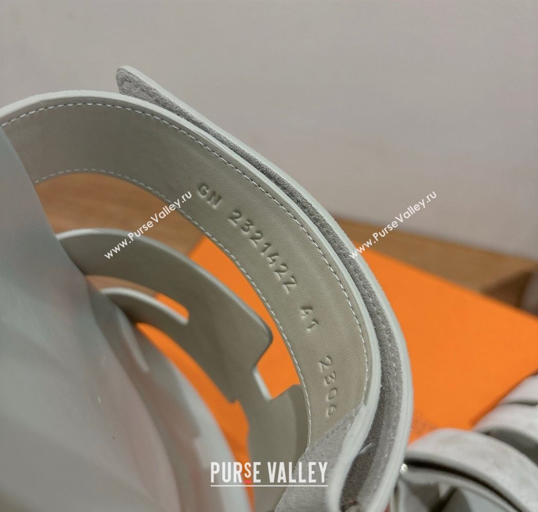 Hermes Chypre Slide Sandals in Suede Light Grey 2025 H082008 (XC-250820078)