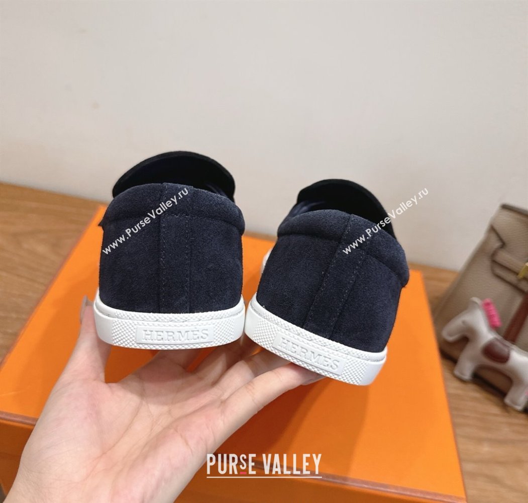 Hermes Like Loafers in Suede Dark Blue 2025 H082009 (XC-250820102)
