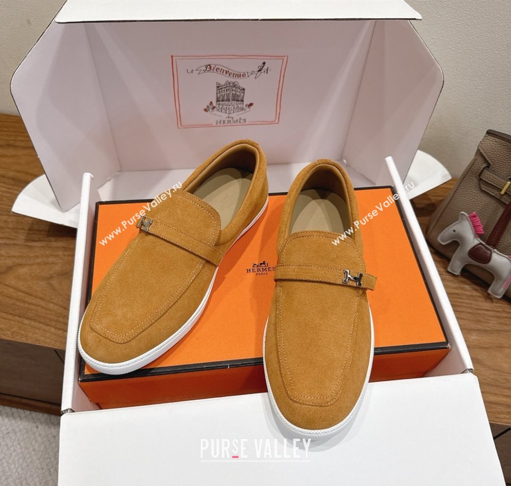 Hermes Like Loafers in Suede Yellow 2025 H082009 (XC-250820103)