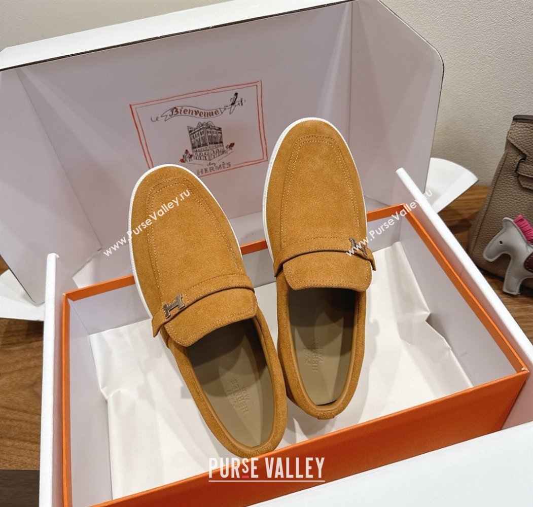 Hermes Like Loafers in Suede Yellow 2025 H082009 (XC-250820103)