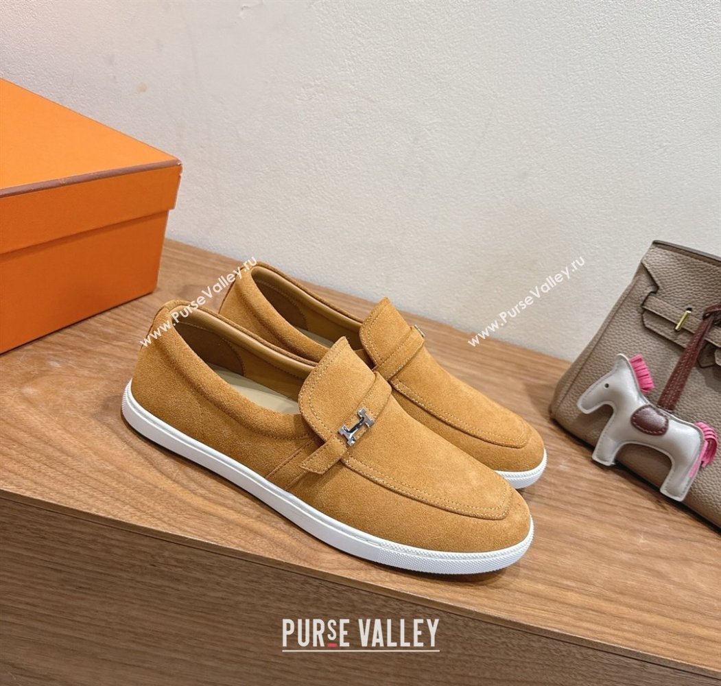 Hermes Like Loafers in Suede Yellow 2025 H082009 (XC-250820103)