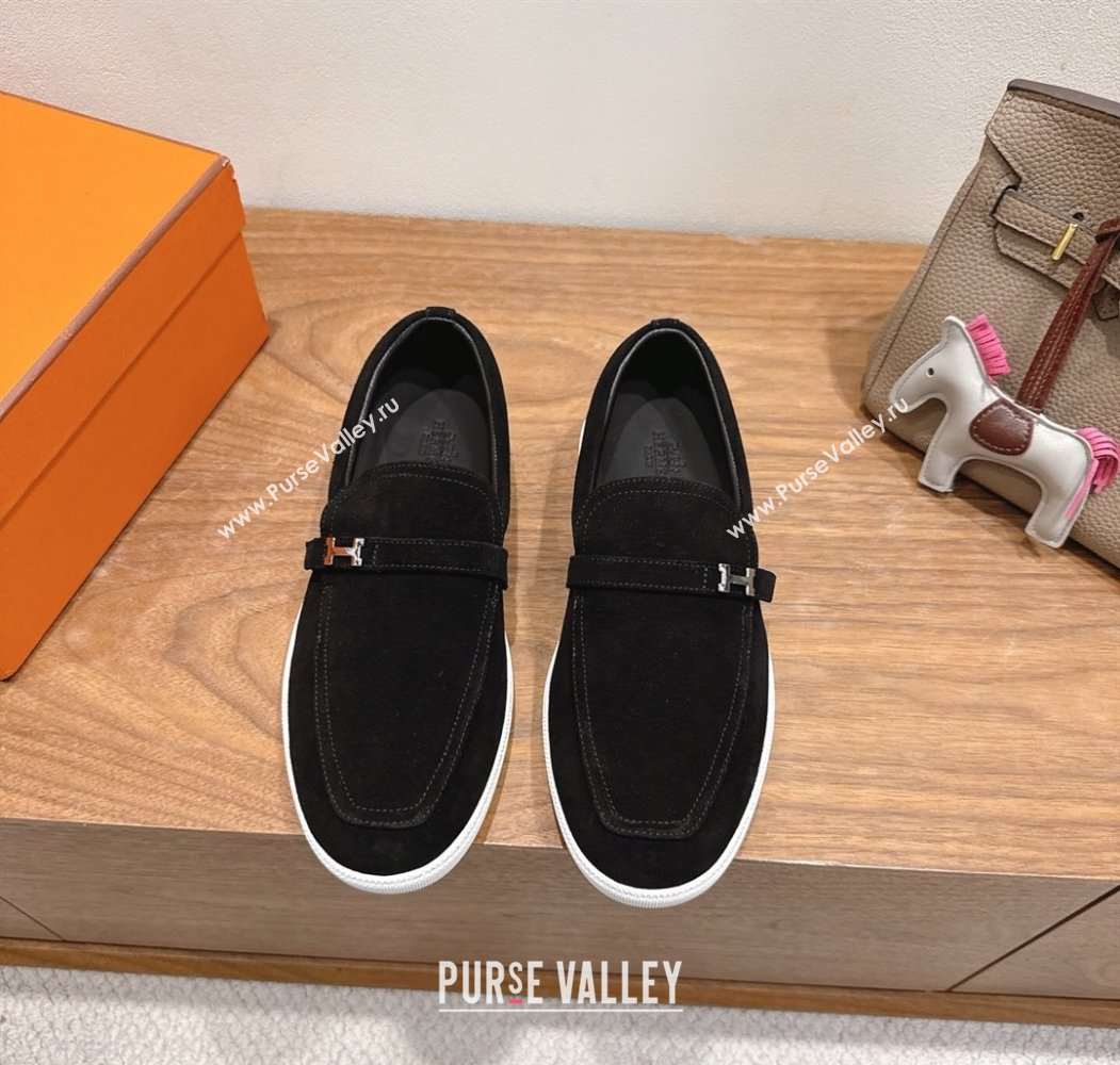 Hermes Like Loafers in Suede Black 2025 H082009 (XC-250820104)