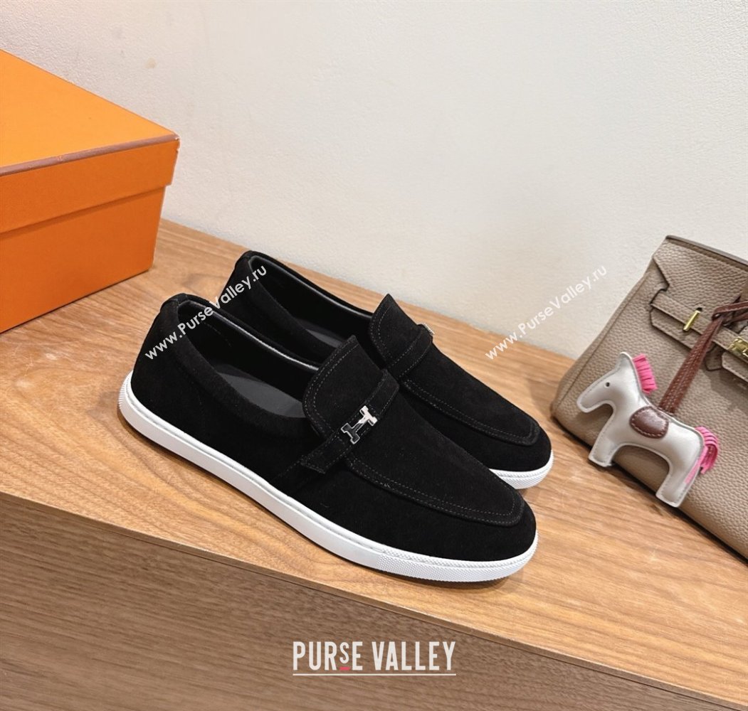 Hermes Like Loafers in Suede Black 2025 H082009 (XC-250820104)