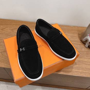 Hermes Like Loafers in Suede Black 2025 H082009 (XC-250820104)