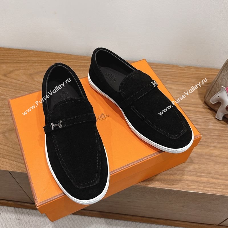 Hermes Like Loafers in Suede Black 2025 H082009 (XC-250820104)