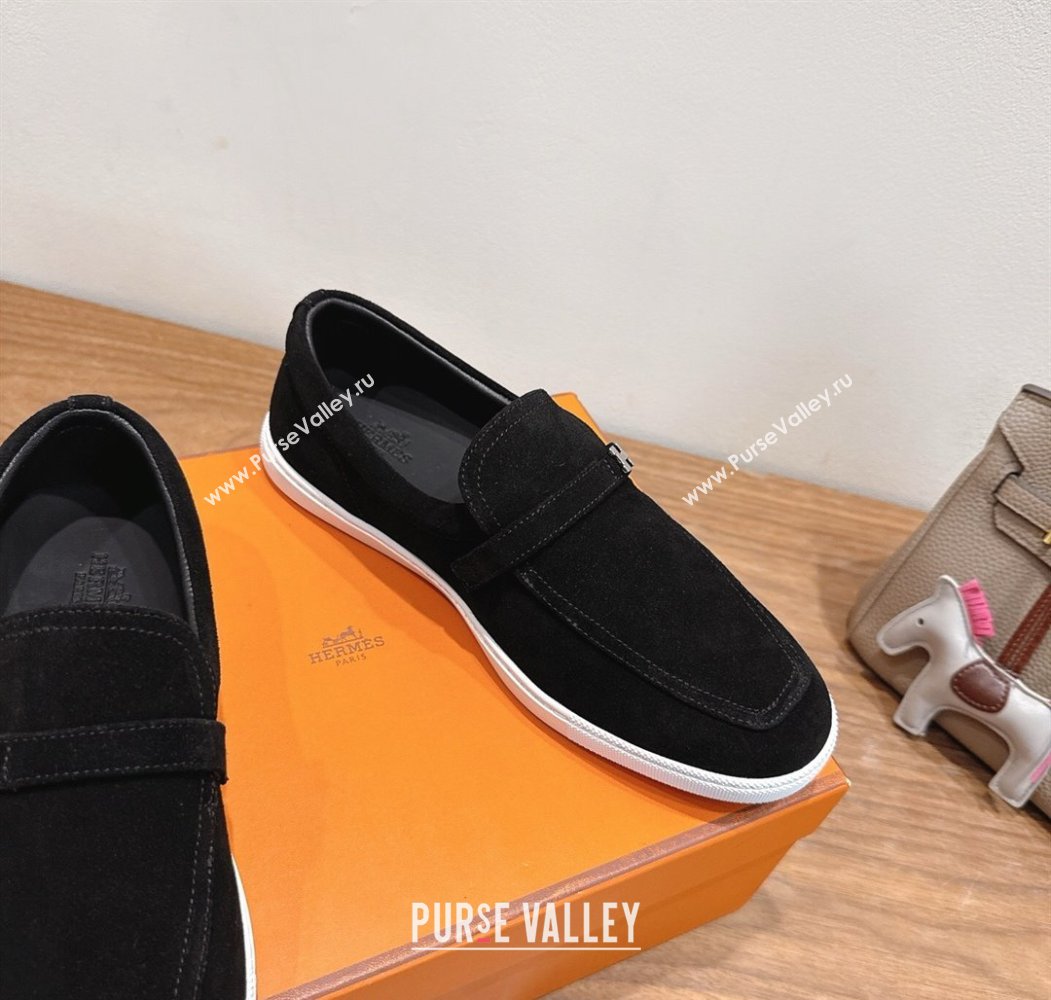 Hermes Like Loafers in Suede Black 2025 H082009 (XC-250820104)