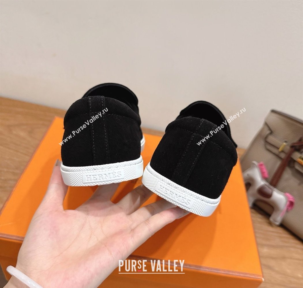 Hermes Like Loafers in Suede Black 2025 H082009 (XC-250820104)