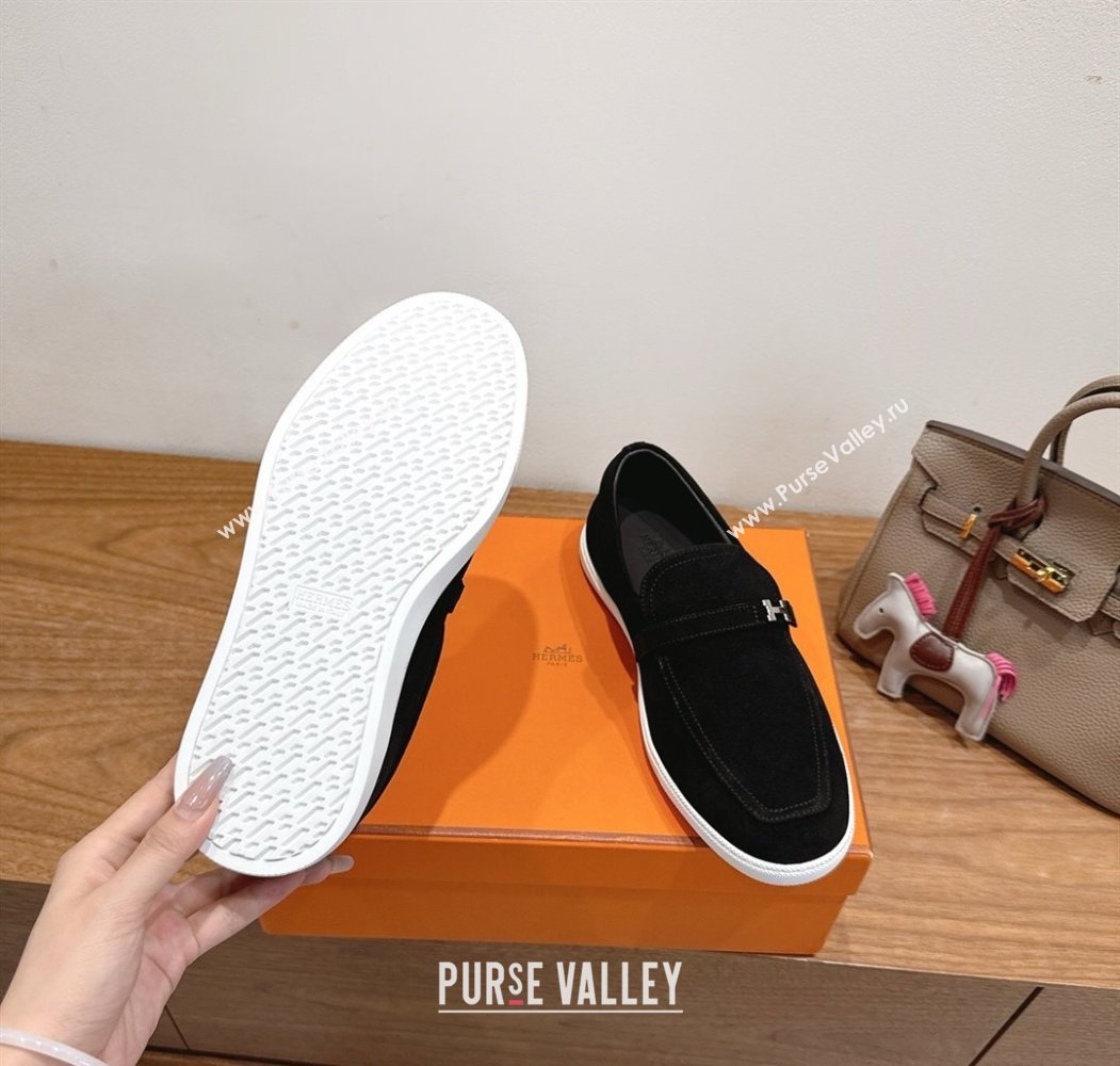 Hermes Like Loafers in Suede Black 2025 H082009 (XC-250820104)