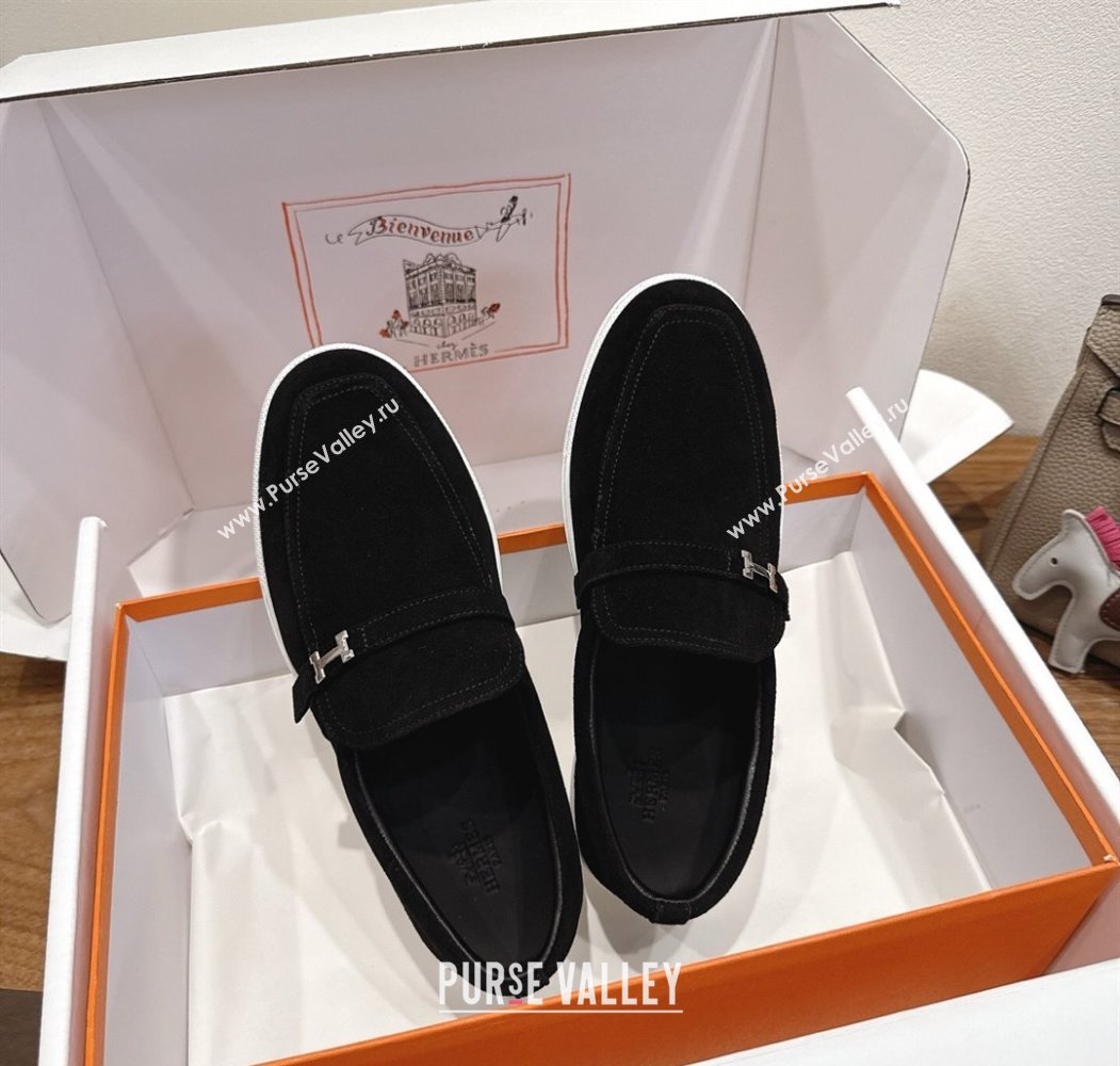 Hermes Like Loafers in Suede Black 2025 H082009 (XC-250820104)