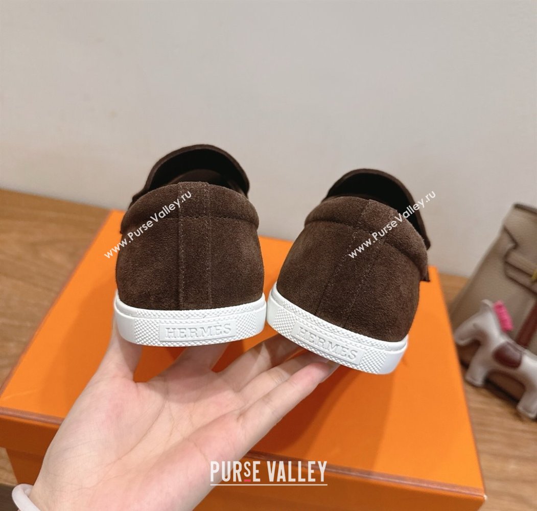 Hermes Like Loafers in Suede Brown 2025 H082009 (XC-250820105)