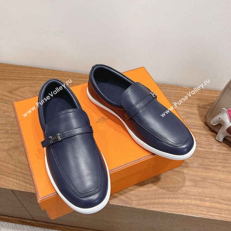 Hermes Like Loafers in Smooth Calfskin Dark Blue 2025 H082009 (XC-250820094)