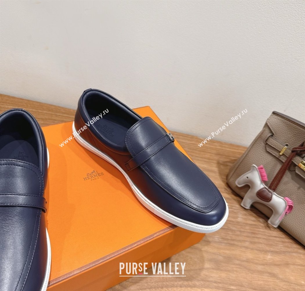Hermes Like Loafers in Smooth Calfskin Dark Blue 2025 H082009 (XC-250820094)