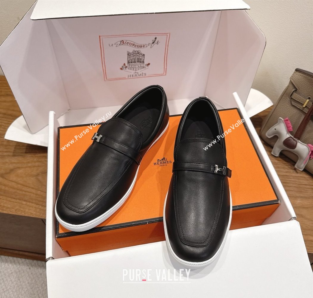 Hermes Like Loafers in Smooth Calfskin Black 2025 H082009 (XC-250820095)