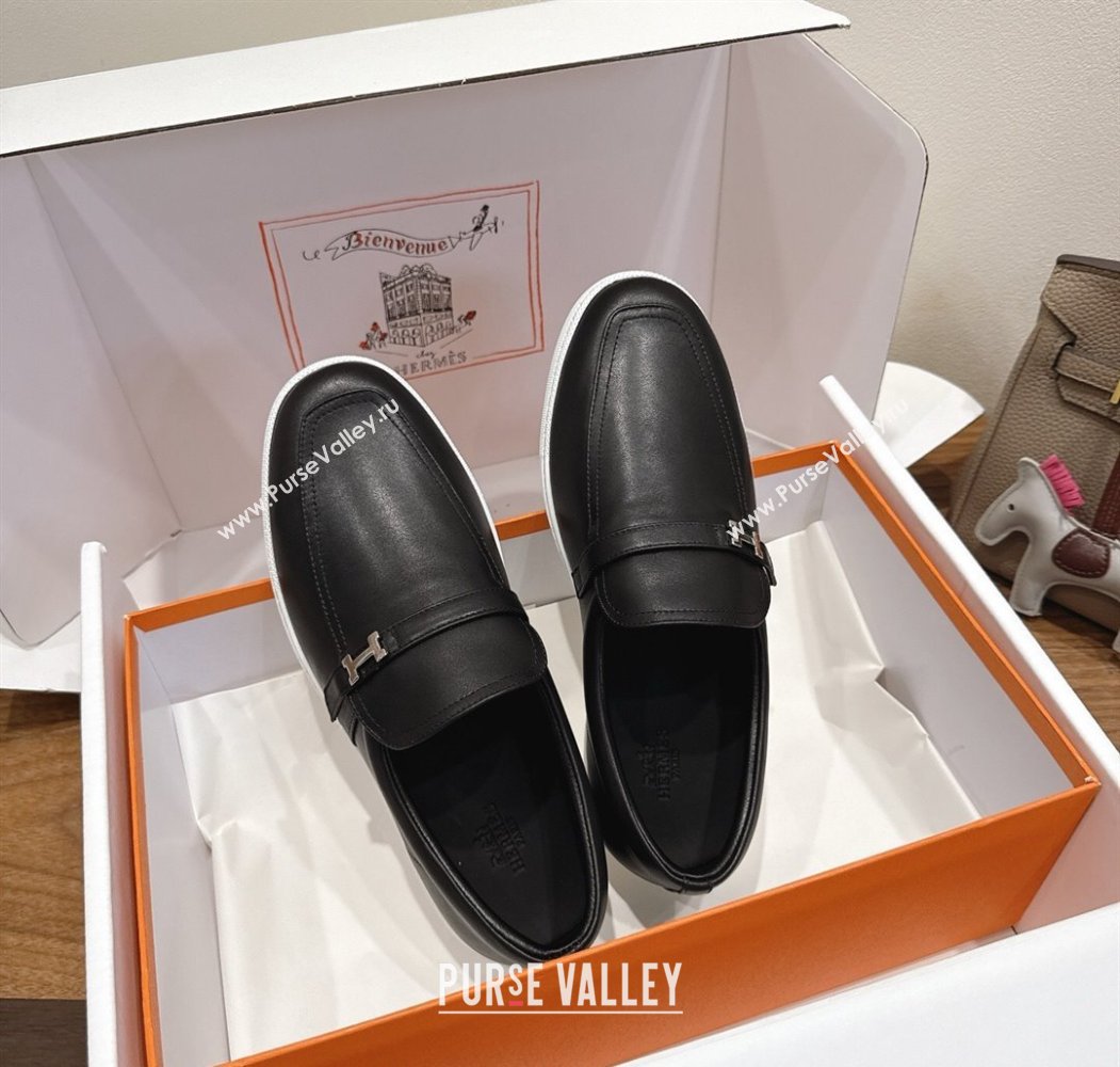 Hermes Like Loafers in Smooth Calfskin Black 2025 H082009 (XC-250820095)