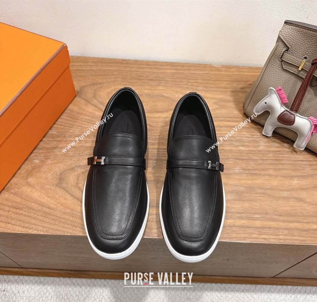 Hermes Like Loafers in Smooth Calfskin Black 2025 H082009 (XC-250820095)