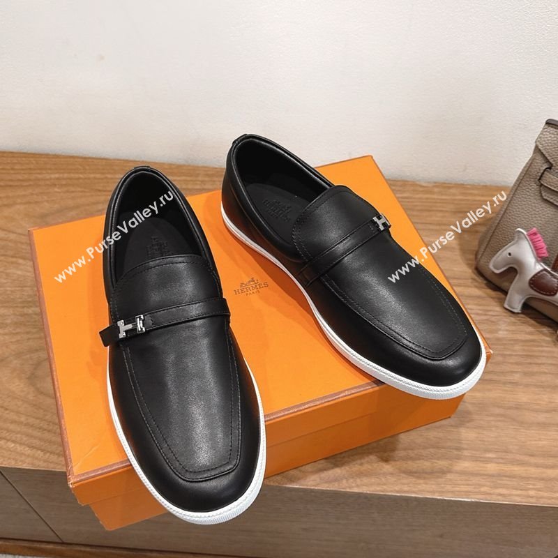 Hermes Like Loafers in Smooth Calfskin Black 2025 H082009 (XC-250820095)