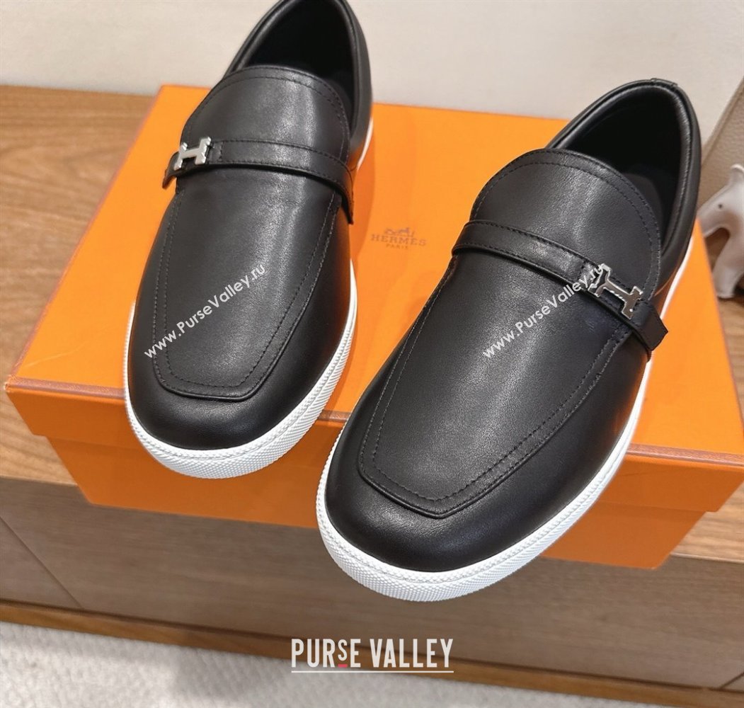 Hermes Like Loafers in Smooth Calfskin Black 2025 H082009 (XC-250820095)