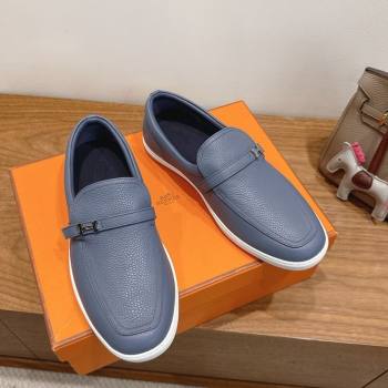 Hermes Like Loafers in Grained Calfskin Dusty Blue 2025 H082009 (XC-250820097)