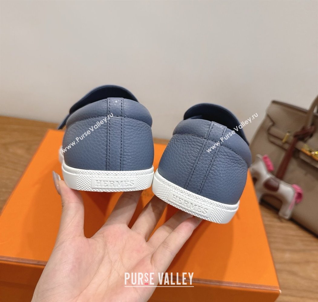 Hermes Like Loafers in Grained Calfskin Dusty Blue 2025 H082009 (XC-250820097)