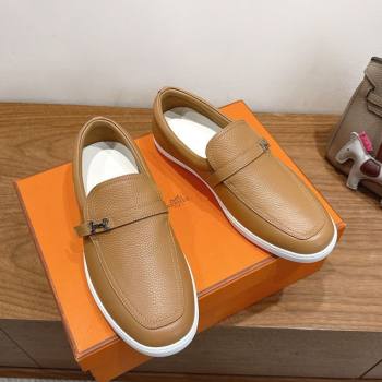 Hermes Like Loafers in Grained Calfskin Beige 2025 H082009 (XC-250820099)