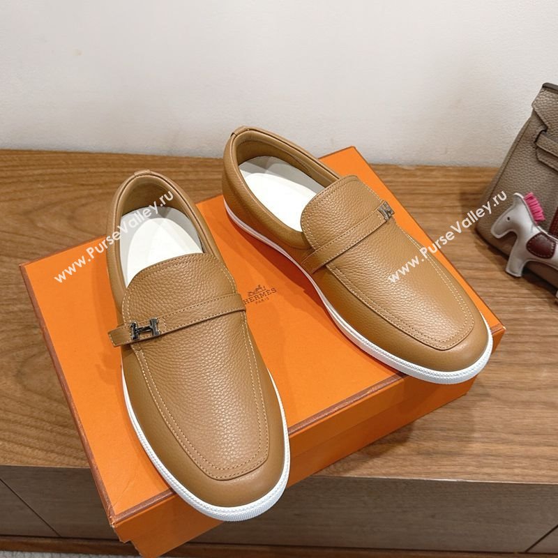 Hermes Like Loafers in Grained Calfskin Beige 2025 H082009 (XC-250820099)