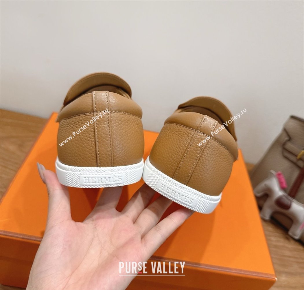 Hermes Like Loafers in Grained Calfskin Beige 2025 H082009 (XC-250820099)