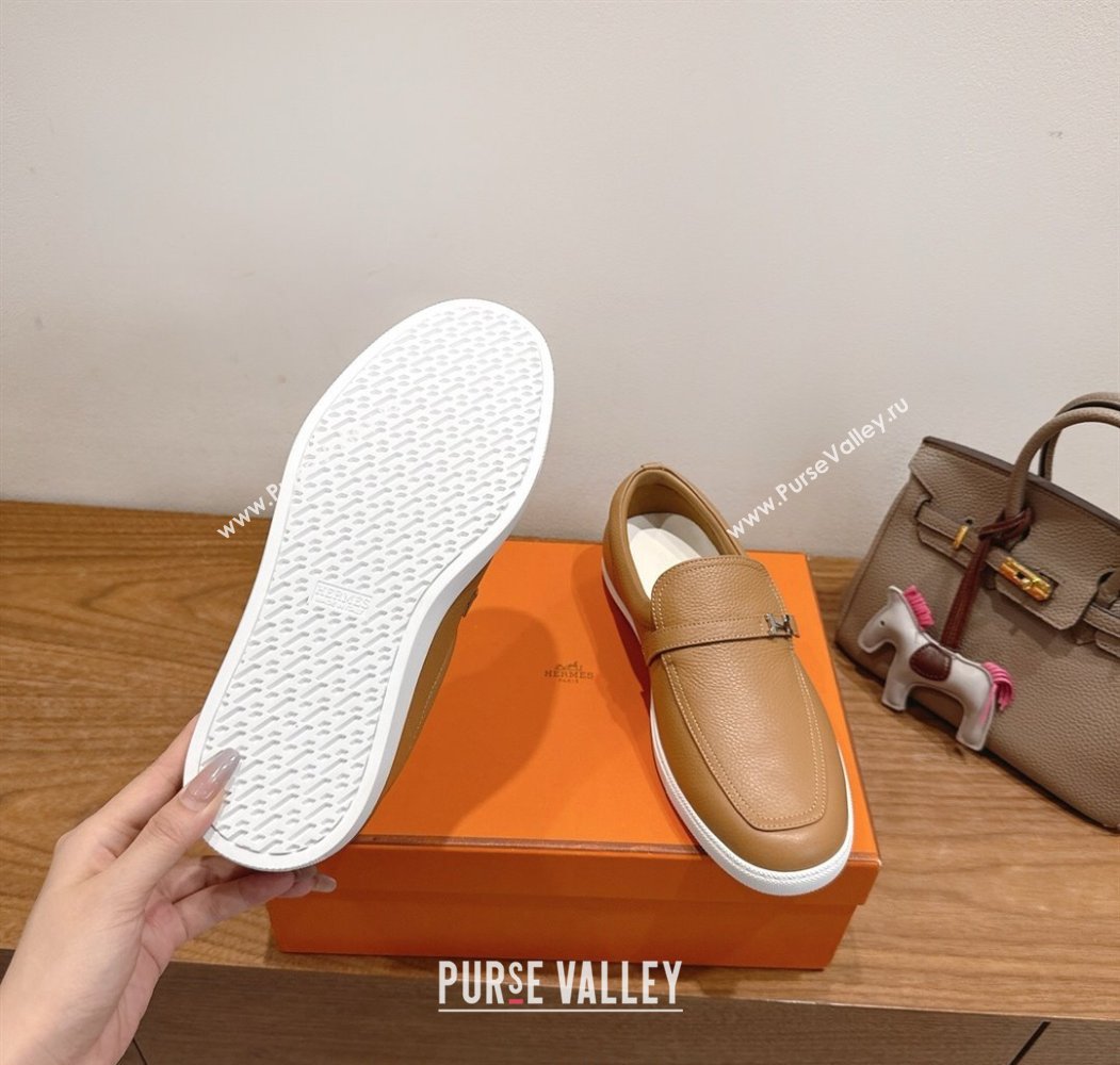 Hermes Like Loafers in Grained Calfskin Beige 2025 H082009 (XC-250820099)