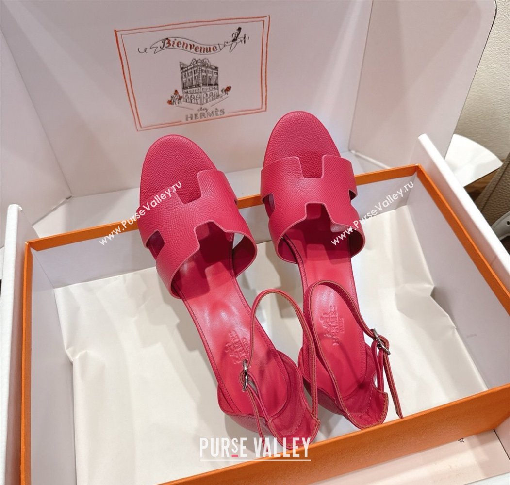 Hermes Legend Wedge Sandals 7cm in Grained Calfskin Dark Pink 2025 (XC-250820133)